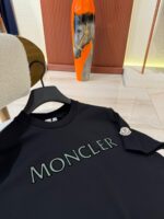 Moncler T-Shirts Green Text Side Logo