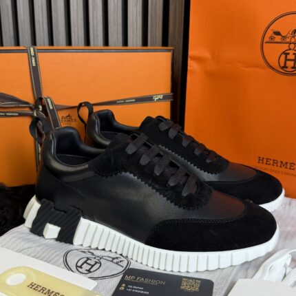Hermès Bouncing Sneaker Black & White Leather and Suede