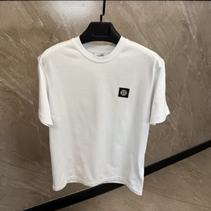 Stone Island White T-Shirt Black Logo
