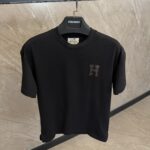 Hermès ‘H'Cheval" Black T-Shirt With Leather Detial