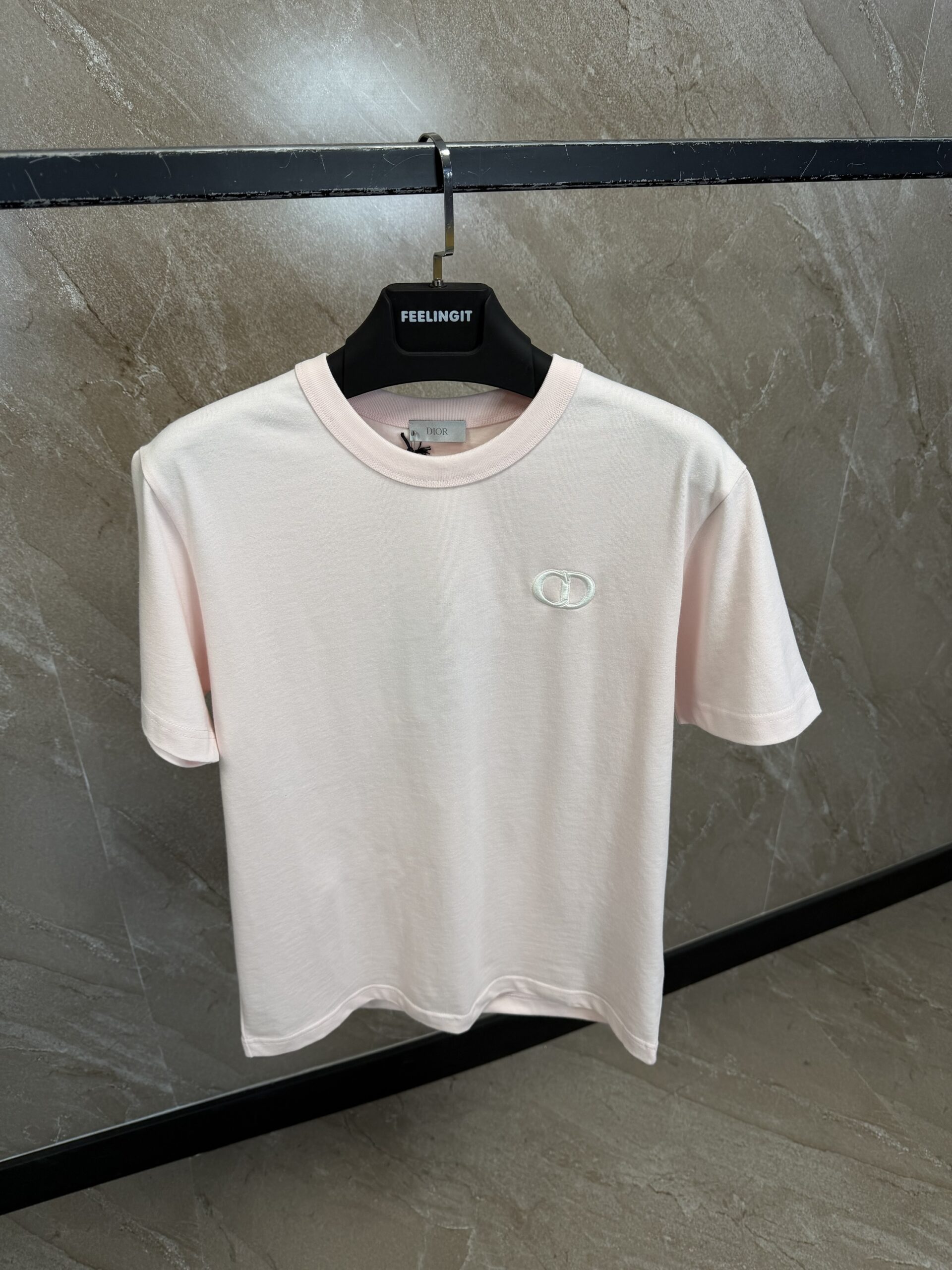 img_2459 Dior CD Pink T-Shirt White Logo - Afbeelding 1
