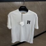 Hermès ‘H'Cheval" White T-Shirt With Leather Detial