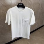 Prada White T-Shirt With White Pocket Logo