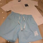 Amiri Summer Set White T-Shirt & Baby Blue Swimshorts