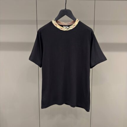 Burberry Check Trim Cotton T-Shirt Black
