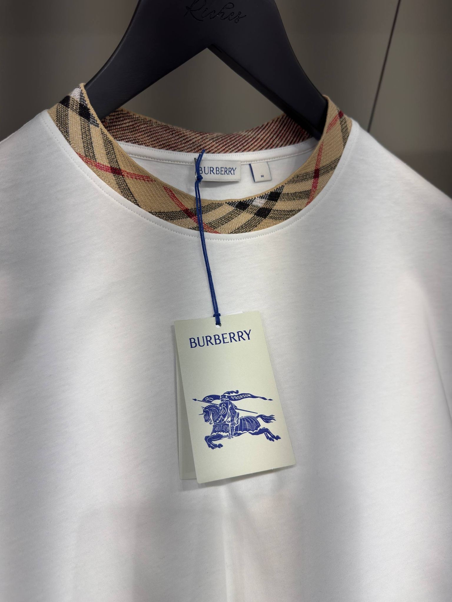 img_3103 Burberry Check Trim Cotton T-Shirt White - Afbeelding 1
